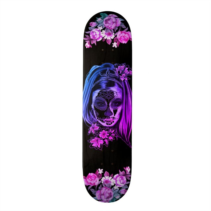 Gothic Skull Pink Purple Girls Cool Art Skateboard