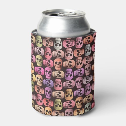 Gothic Skull Pop Art Pink Green Colorful Design Can Cooler
