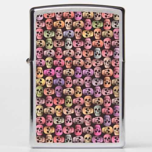 Gothic Skull Pop Art Pink Green Colorful Design Zippo Lighter