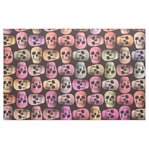 Gothic Skull Pop Art Pink Green Pattern Design Fabric