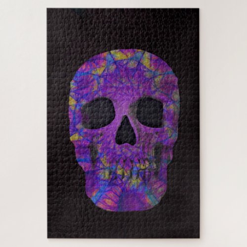 Gothic Skull Purple Abstract Pop Art Jigsaw Puzzle