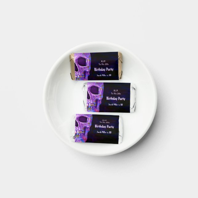 Gothic Skull Purple Birthday Party RIP To His 20s Hershey's Miniatures (Plate)