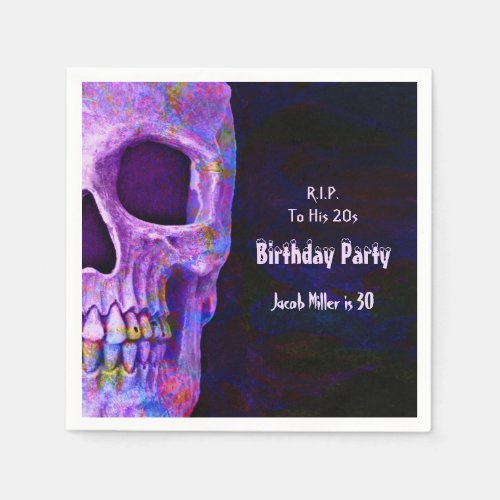 Gothic Skull Purple Birthday Party RIP To His 20s Napkins