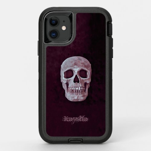 Gothic Skull Purple Custom Cool Spooky Design OtterBox Defender iPhone 11 Case
