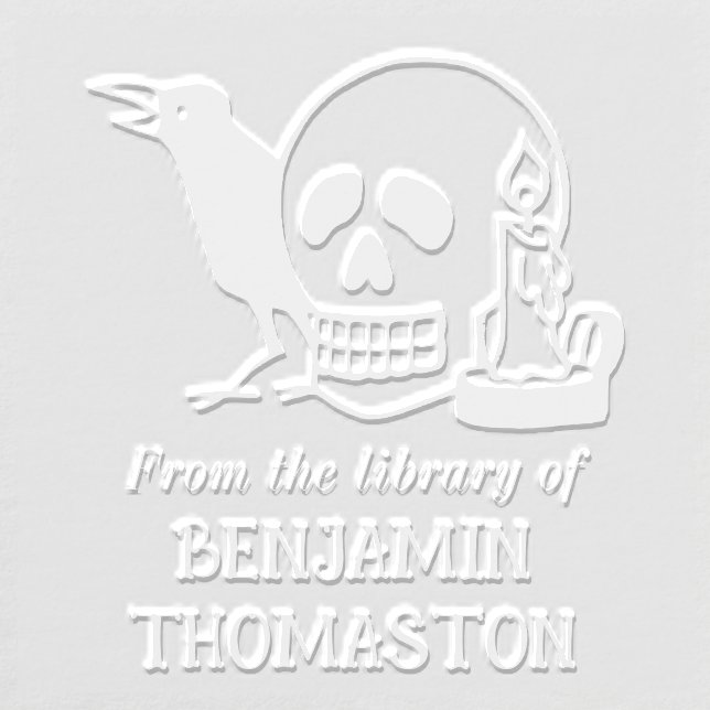 Gothic Skull, Raven and Candle Library Book Name Embosser (Design)