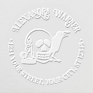 Gothic Skull, Raven, Candle Name Return Address Embosser