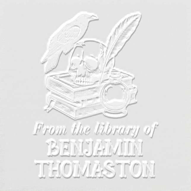 Gothic Skull, Raven, Quill & Ink Library Book Name Embosser (Design)