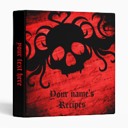 Gothic skull red and black 3 ring binder