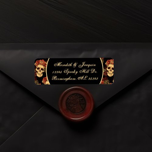 Gothic Skull Red Black Halloween Return Address Label