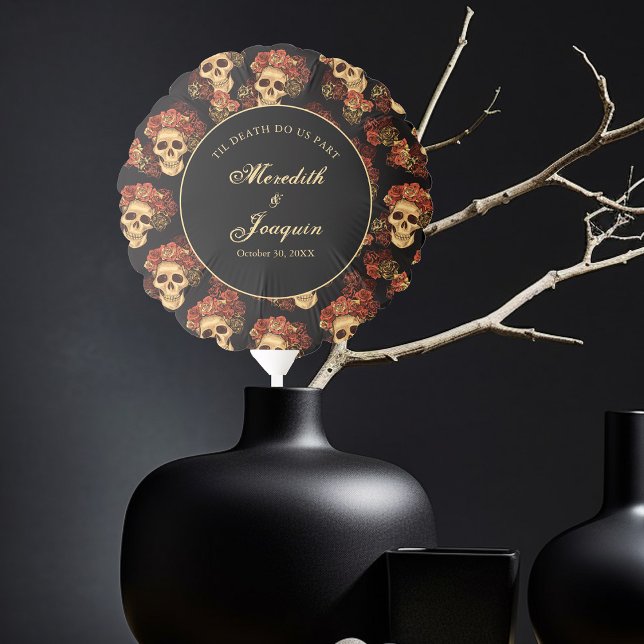 Gothic Skull Red Rose Black Halloween Wedding Balloon (Creator Uploaded)