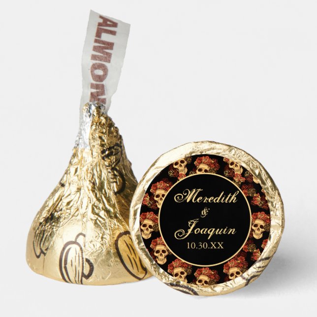 Gothic Skull Red Rose Black Halloween Wedding Hershey®'s Kisses® (Front)