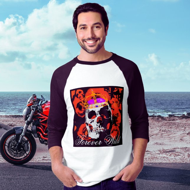 Gothic Skull Red Roses Baseball T-Shirt (Creator Uploaded)