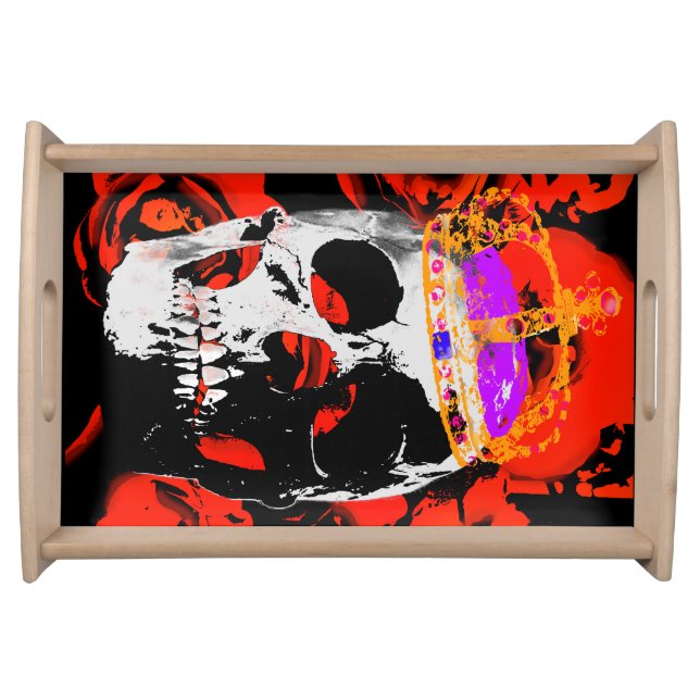Gothic Skull Red Roses Serving Tray (Front)