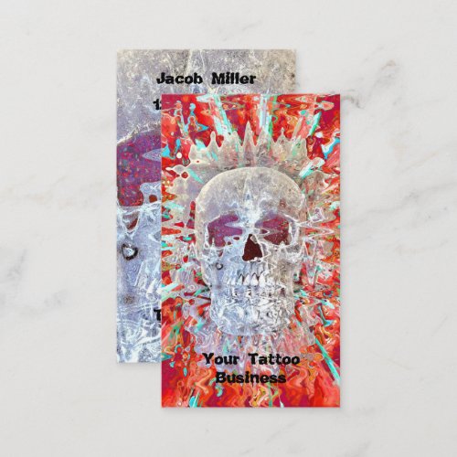 Gothic Skull Red Teal Surreal Psychedelic Art Business Card