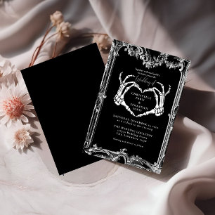 Gothic  Skull Retro Halloween  Wedding   Invitation