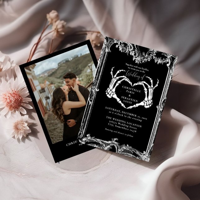 Gothic  Skull Retro Halloween  Wedding   Invitation (Creator Uploaded)