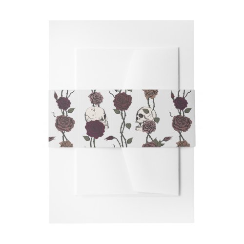 Gothic Skull &amp; Rose Gray Wedding Belly Band