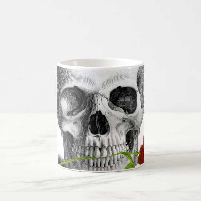 Gothic Skull Rose Horror Fantasy Coffee Mug (Center)