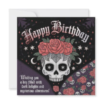Gothic Skull & Roses Birthday Card