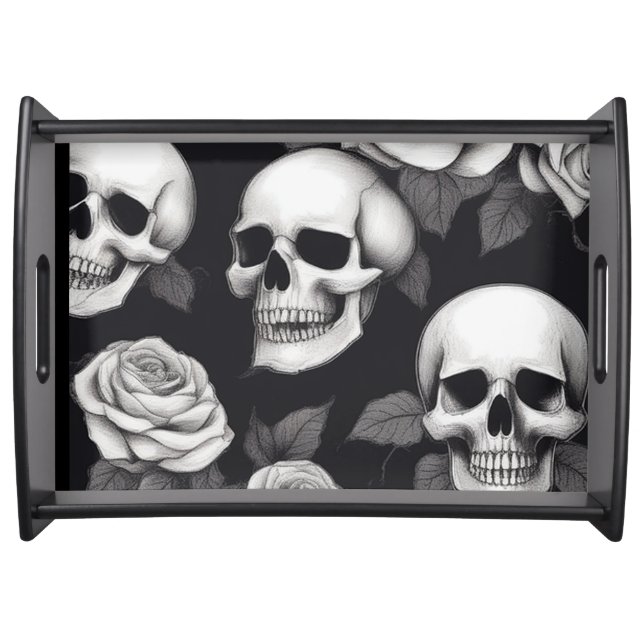 Gothic Skull & Roses Serving Tray - Halloween (Front)