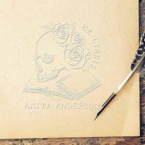 Gothic Skull & Roses Vintage Book Self-inking Embosser