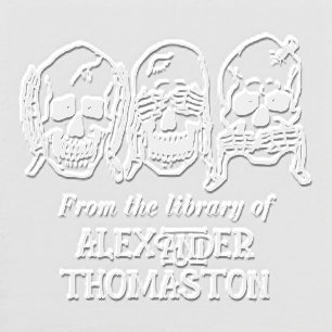 Gothic Skull See Hear Speak No Evil Library Book Embosser