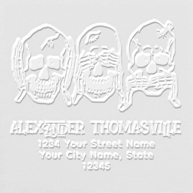 Gothic Skull See Hear Speak No Evil Name Address  Embosser (Design)
