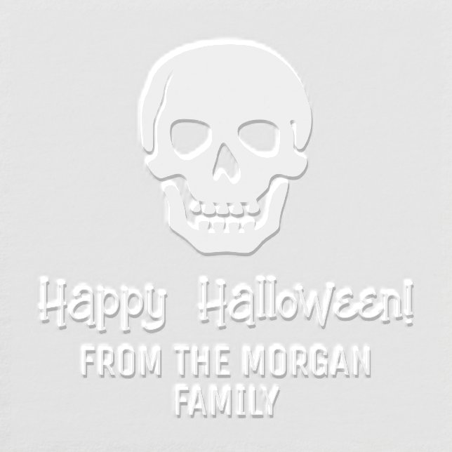 Gothic Skull Silhouette Happy Halloween Name Embosser (Design)