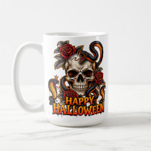 Gothic Skull Snake Halloween Mug – Spooky Dark Art