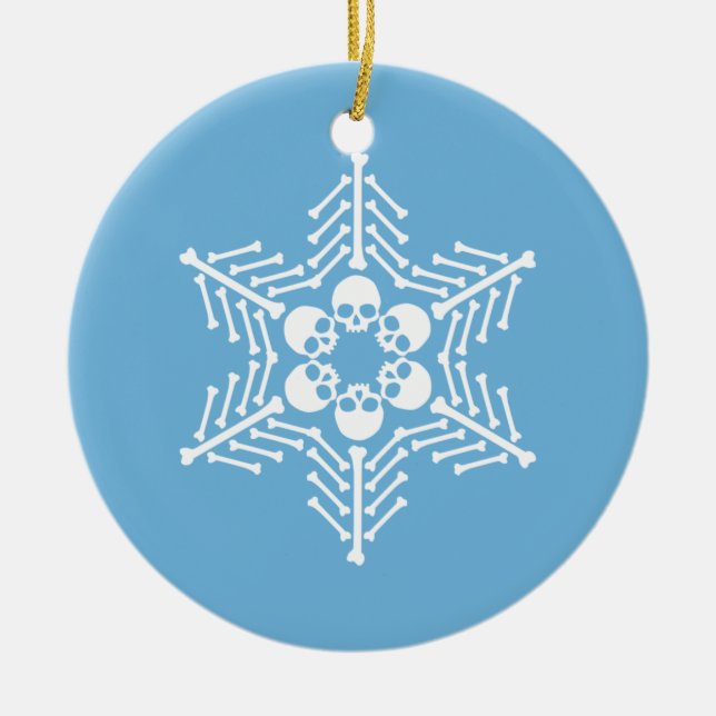 Gothic Skull Snowflakes Ceramic Ornament (Front)
