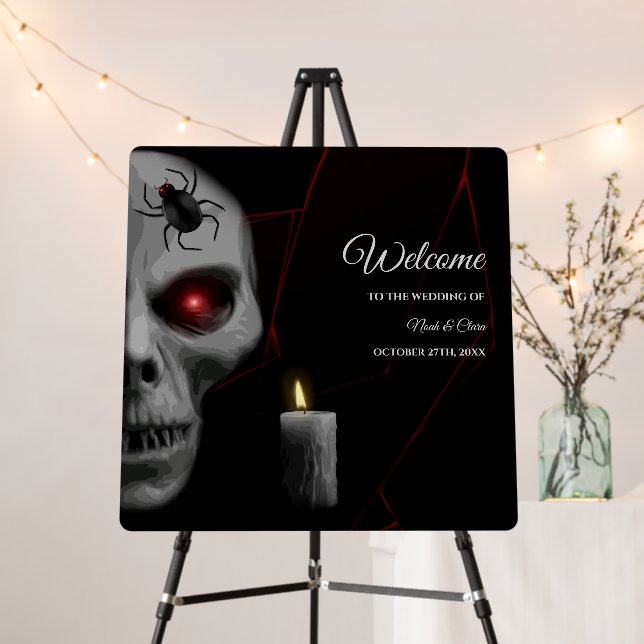 Gothic Skull Spider Candle - Dark Moody Halloween  Foam Board (In Situ (Stand))