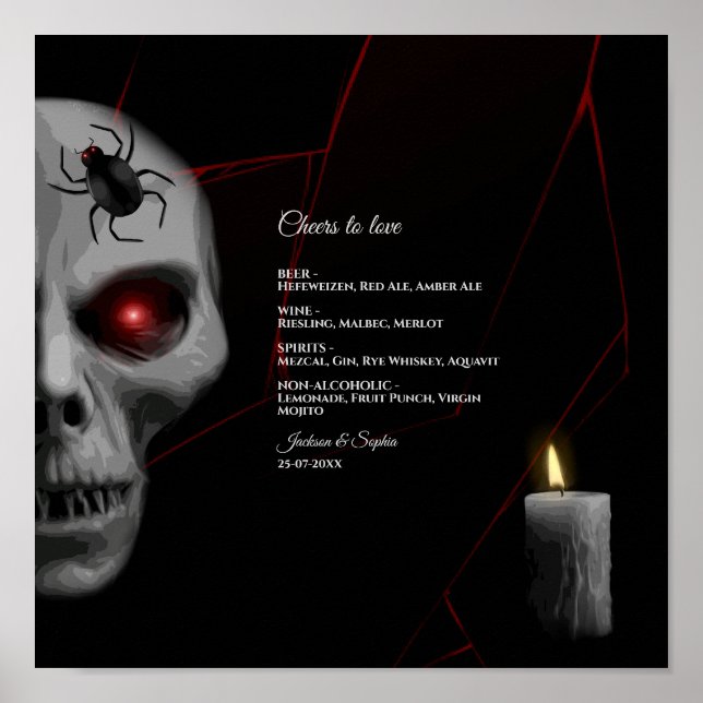 Gothic Skull Spider Candle - Dark Moody Halloween Poster (Front)