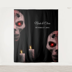 Gothic Skull Spider Candle - Dark Moody Halloween Tapestry