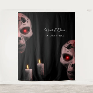 Gothic Skull Spider Candle - Dark Moody Halloween Tapestry