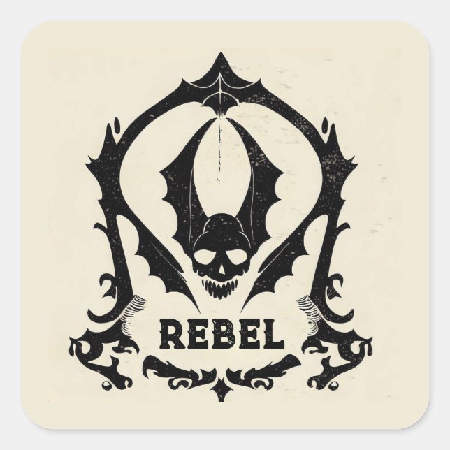 'GOTHIC SKULL' SQUARE STICKER (Front)