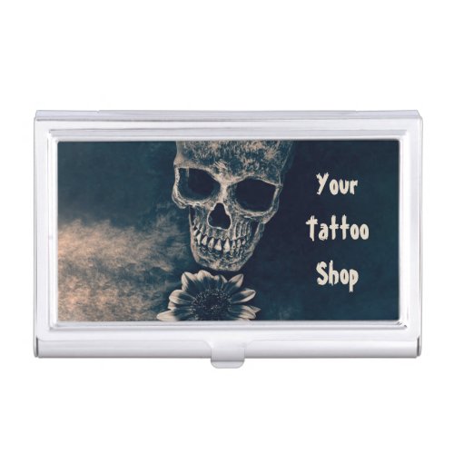 Gothic Skull Sunflower Cool Vintage Antique Business Card Case