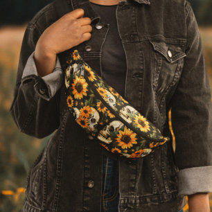 Gothic Skull & Sunflower Summer Fanny Pack