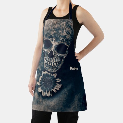 Gothic Skull Sunflower Vintage Antique Apron