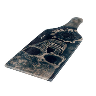 Gothic Skull Sunflower Vintage Antique Cutting Board