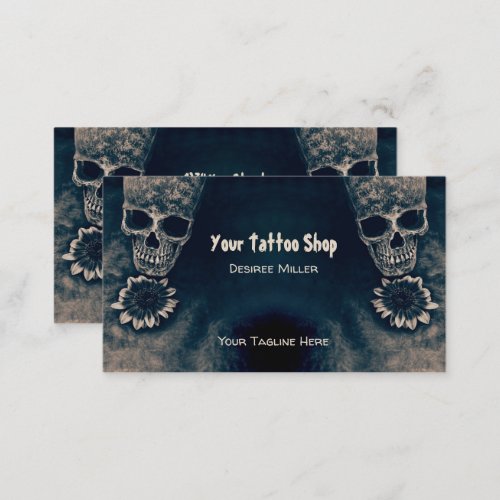 Gothic Skull Sunflower Vintage Antique Style Business Card