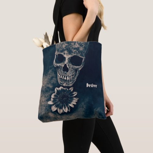 Gothic Skull Sunflower Vintage Antique Tote Bag