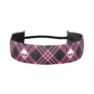Gothic Skull Tartan Plaid Athletic Headband