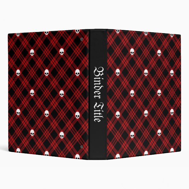 Gothic Skull Tartan Plaid Binder (Background)