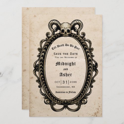 Gothic Skull Till Death Do Us Part Antique Save The Date