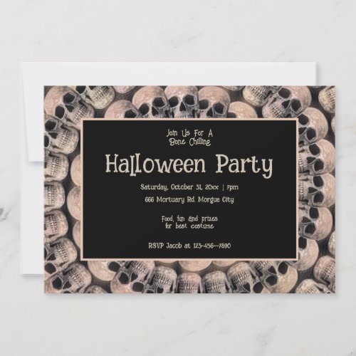 Gothic Skull Vintage Abstract Halloween Party Invitation