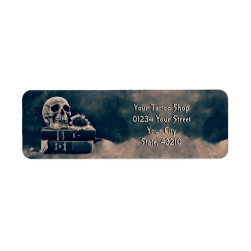 Gothic Skull Vintage Black Gray Old Magic Books Label