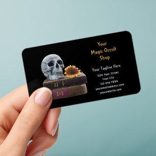 Gothic Skull Vintage Books Sunflower Black Magic Clear Business Cards