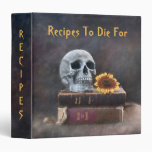 Gothic Skull Vintage Books Yellow Sunflower Recipe 3 Ring Binder
