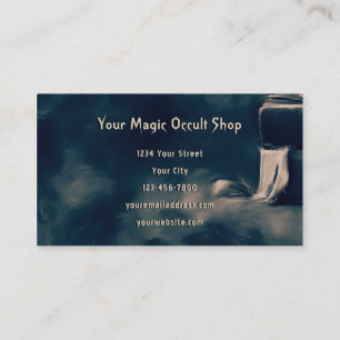 Gothic Skull Vintage Gray Black Old Magic Books Business Card