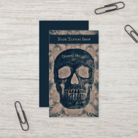 Vintage Barber Shop Skull Scissors Business Card